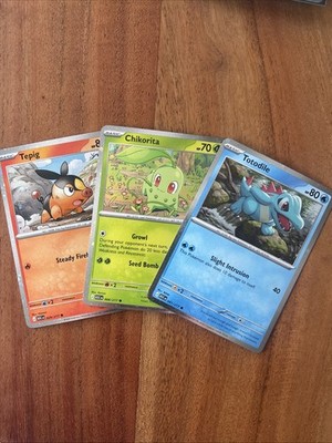 Pokemon TCG Chikorita Tepig Totodile Ascended Heroes Cosmos Holo Promo Set NM
