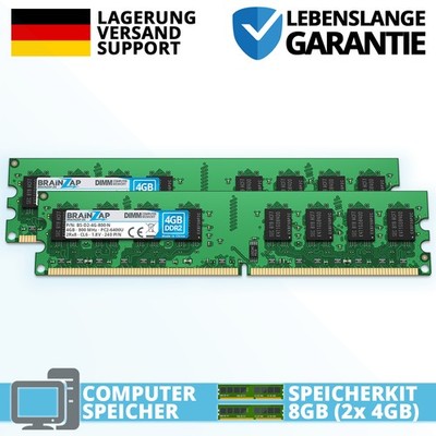 BRAINZAP 8GB DDR2 RAM - PC2-6400U 2Rx8 UDIMM - 800 MHz CL6 Intel & AMD (2x 4GB)