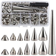 135 Sets Mixed Shape Spikes and Studs Assorted Sizes Cone Spikes Mixed 135Pcs