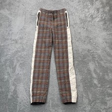 Ahluwalia Pants Womens Small Brown Akin Checked Panelled Wool Blend Mesh Stretch