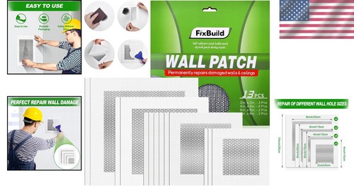 Kit Riparazione Cartongesso 13pz Set Patch Parete Alluminio Autoadesivo Fast Fix - Foto 2 di 9