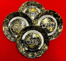 🟢 4x Original Audi Black-Gold Splatter Felgendeckel / Nabendeckel  150mm 🟢