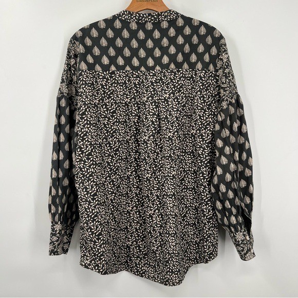 Faherty Adalyn Button Front Leaf Batik Print Blou… - image 5