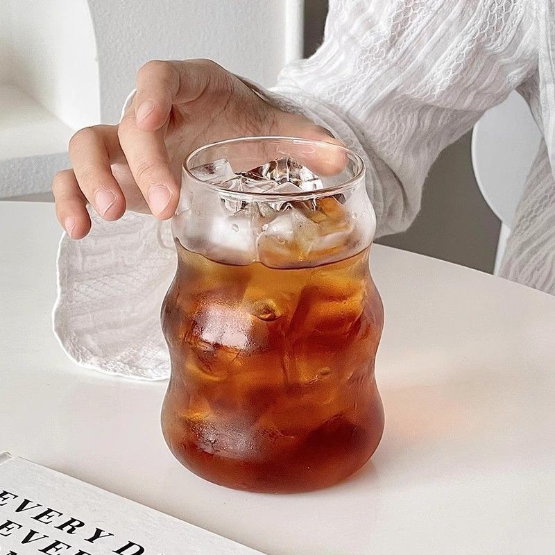 2set Glass Water Bottle with Straw and Lid - Aesthetic Coffee Tumbler 550ml