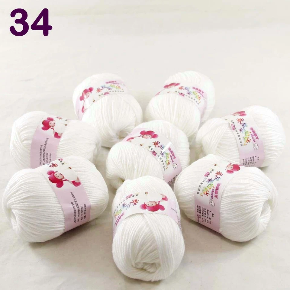 BabyDK 8 Balls x 50gr Cashmere Silk Wool Hand Knit Wrap Shawls Crochet Yarn 34 - Image 2 of 4