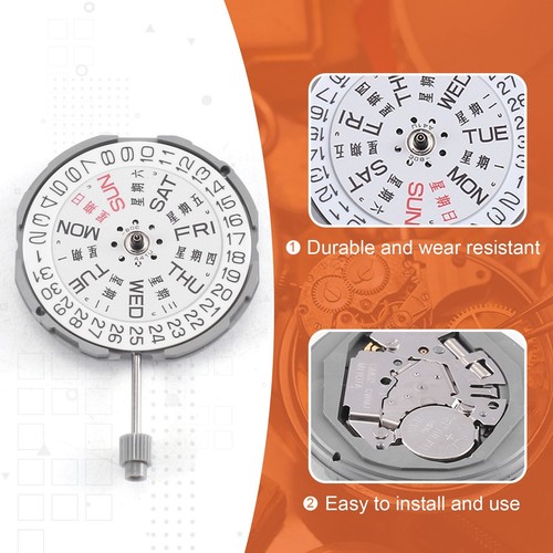 3 Hands Date 3 Metal Quartz Watch Movement with 065-543 Stem Replacement9496 - Bild 3 von 7