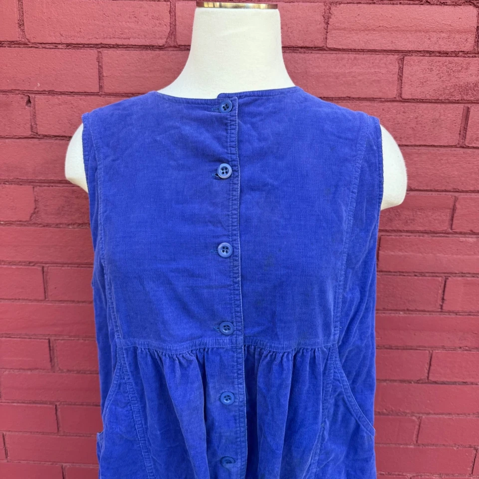 复古 Laura Ashley 灯芯绒套衫紫色无袖宽腿大号小屋 — 第 2/4 张图片