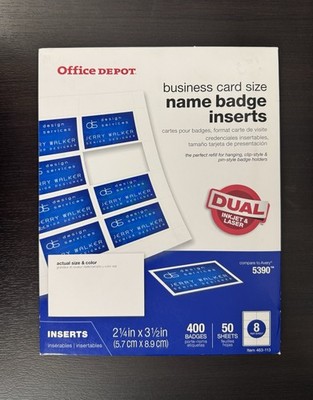 Office Depot Name Badge Inserts, Compare To Avery 5390, 2.25in X 3.5in, Open Box