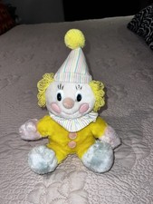 Vintage 1984 Dakin Pastel Clown Stuffed Plush Yarn Hair Wind Up Musical Toy