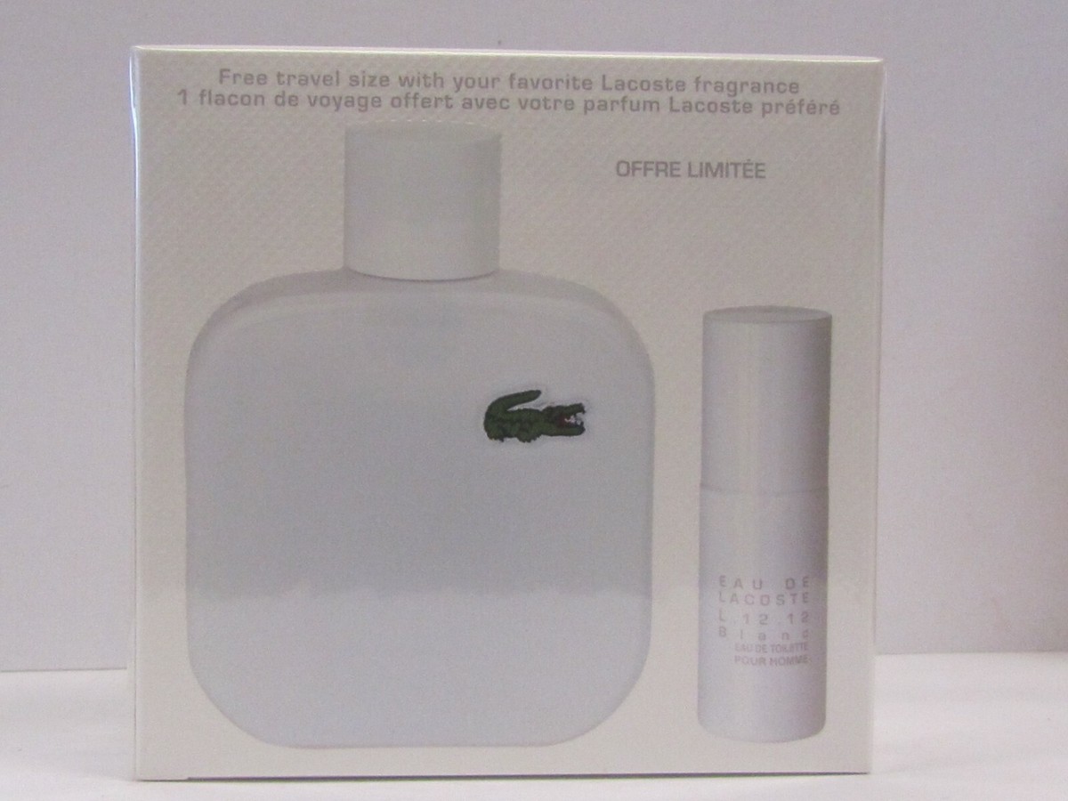 Eau De Lacoste L.12.12 Blanc White For Men Set 3.3 oz + 0.27 oz