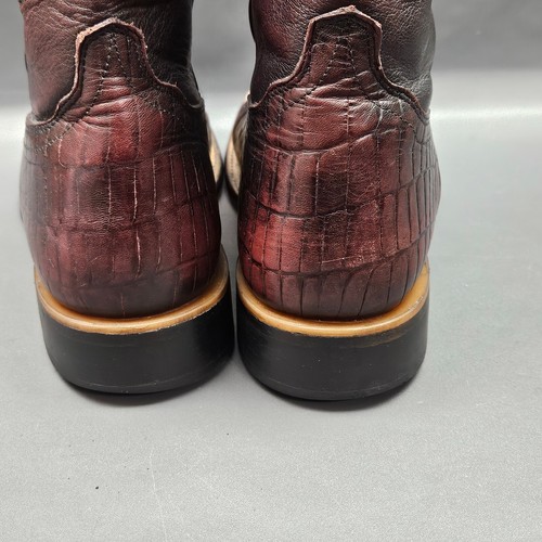 Moonshine Spirit Tully Cowboy Westernstiefel Herren 9 Burgund Kroko-Muster Eckige Zehenpartie - Bild 6 von 13