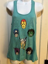 Marvel Comics Women's M Marvel Characters Teal Aqua Racerback Graphic Tank Sz M