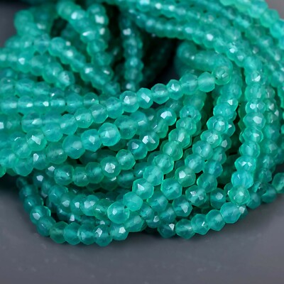 Natürliches Grün Onyx Rondell Form Facettiert Lose Perlen 4mm Strand 20CM