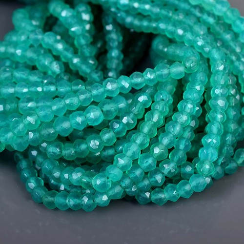 Vert Naturel Gemme Onyx Rondelle Forme à Facettes Desseré Perles 4mm Strand 20CM - Afbeelding 1 van 4