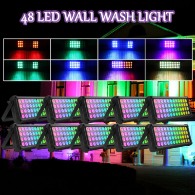 10PCS 80W DMX Wall Wash Light RGB 48LED Strobe Effect Stage Lighting DJ Party