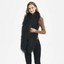 FEIMANYUAN Real Mongolia Lamb Fur Scarf Collar – Women's Winter Neckerchief Wrap, Black/Grey, Handmade