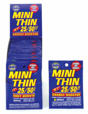 MINI THIN 25/50 HERBAL DIETARY SUPPLEMENT W/ CAFFEINE- 24 Packets of 6 cap each
