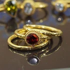ALL SIZES Omer Hammered 3 Garnet Stacking Ring Set Handcrafted Work 925 k Silver