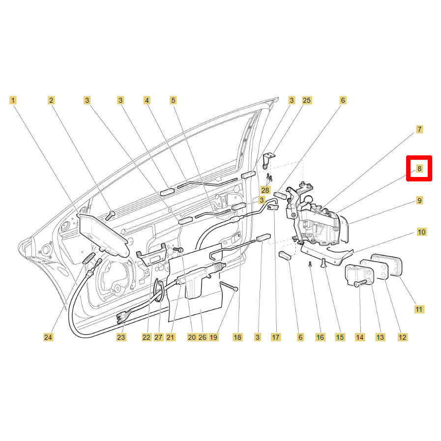 417837011C OEM Lamborghini Murcielago Roadster LEFT Door Lock [PRE ORDER]
