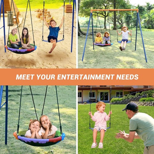 Swing Set for Backyard, 440lbs Swing Set with Heavy-Duty A-Frame Metal Stand,... - Bild 3 von 8