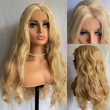 Parrucca lunga intera pizzo davanti misto capelli umani caldo ok biondo misto ondulato donna naturale