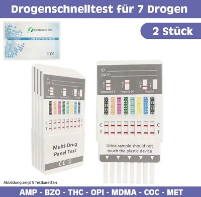 2x Drogentest Multi 7 - AMP BZO THC OPI MDMA COC MET