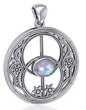 Peter Stone 925 Silber Chalice Well Anhänger Avalon Symbol Heilquelle Mondstein