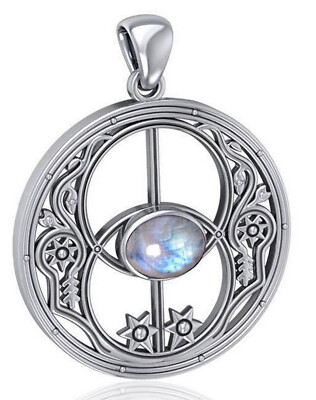 Peter Stone 925 Silber Chalice Well Anhänger Avalon Symbol Heilquelle Mondstein