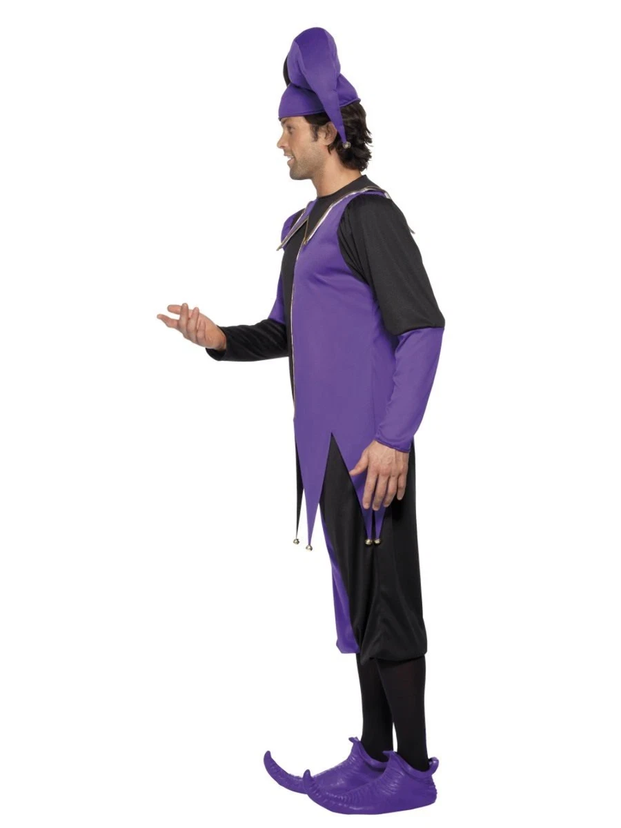 Purple Medieval Court Jester Joker Old England Fun Mardi Gras Dress Costume  | eBay