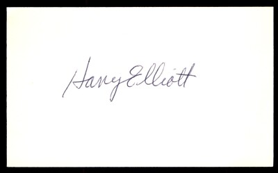Harry Elliott Baseball Signed Index Card Auto Autograph (no COA) *e1