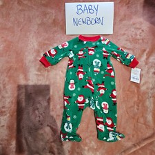New Baby Boys NB Carter's Santa Snowman Fleece Sleep N Play Footed Sleeper NWT
