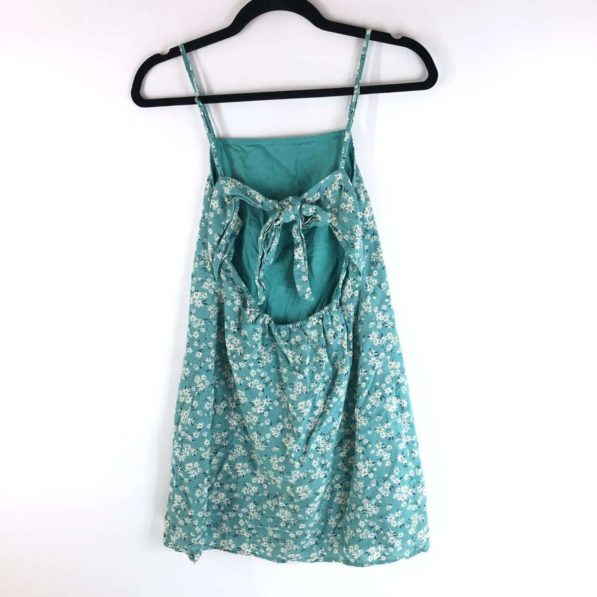 American Eagle Womens Mini Dress Open Back Floral Sleeveless Aqua Green XS American Eagle Womens Mini Dress Open Back Floral Sleeveless Aqua Green XS