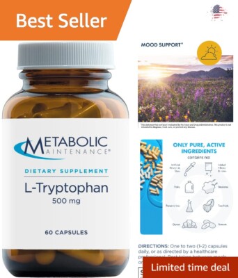 L-Tryptophan - Superior Absorption, Free Form + Vitamin B6 - Mood Support - 60
