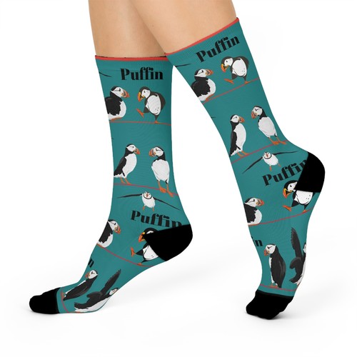 Papageientauchersocken Unisex 1 Größe bequem dehnbar blaugrün Atlantische Vögel Original NEU - Bild 3 von 7