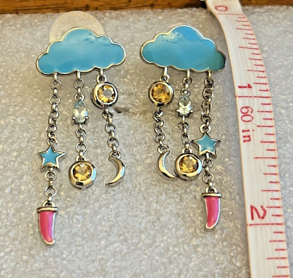 Pendientes Espirito Santo Aguamarina, Nube Citrino Brasileña Platino Sobre Estela Foto 3 de 4