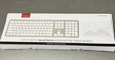 New MACALLY BTWKEYMB  Quick Switch Bluetooth Keyboard  For 3 Devices Silver