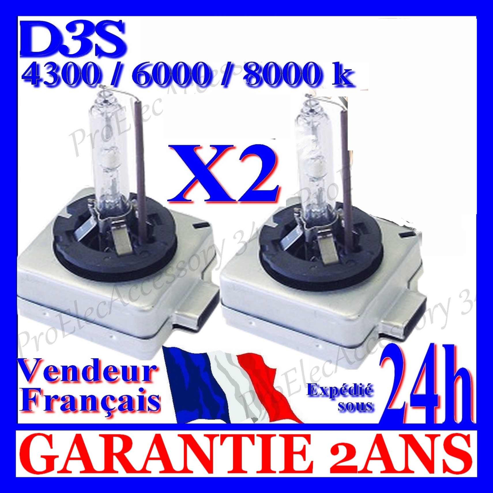 Ampoules D3S xénon 35W d'origine blanche 4300K pour remplacement de phare HID 12V