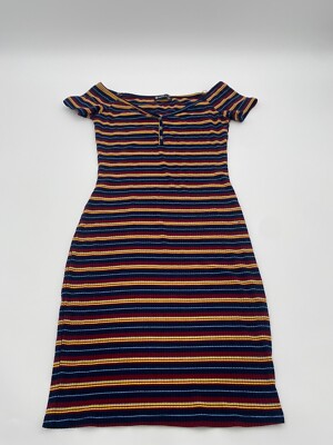Popular 21 Bodycon Dress Women's Medium Multicolor Striped Rayon Blend  Hipster | eBay