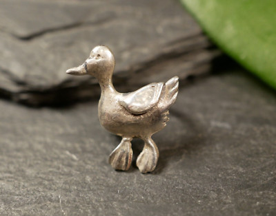 Putziger 925 Silber Ohrring Ear Cuff Ohrklammer Ente Erpel Gans Vogel Wasser