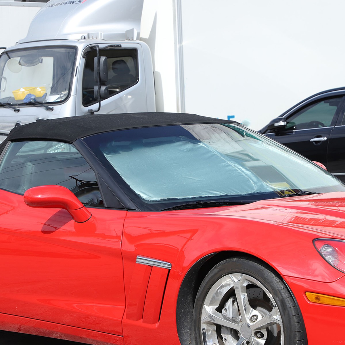 PIUGILH Custom Sun Shade For Corvette C6/Z06/ZR1 (2005-2013) - Foldable Reflective Cover For All Windows