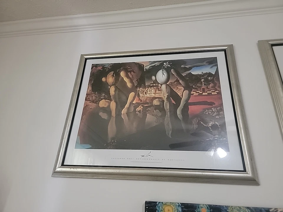 Impresión grande firmada de Salvador Dalí 1936-37, Metamorfosis de Narciso, vintage Foto 2 de 4