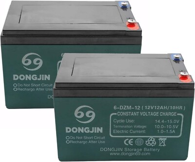 2pcs 6-DZM-12 12V 12Ah Battery for Go Kart Wheelchair Scooter Bicycles Golf Cart