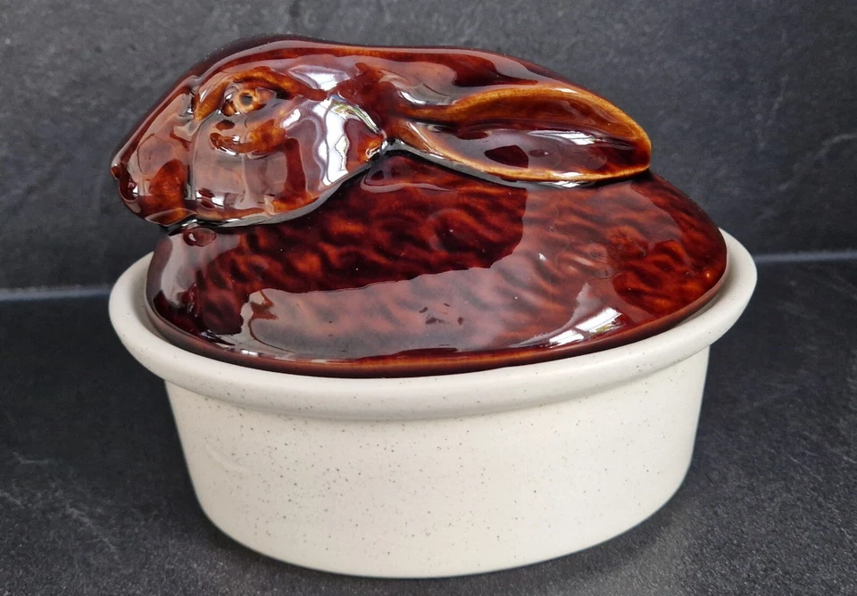 Terrine Pate Auflaufform mit Deckel * Keramik * Portugal * 2 Stück * VINTAGE - Bild 4 von 4