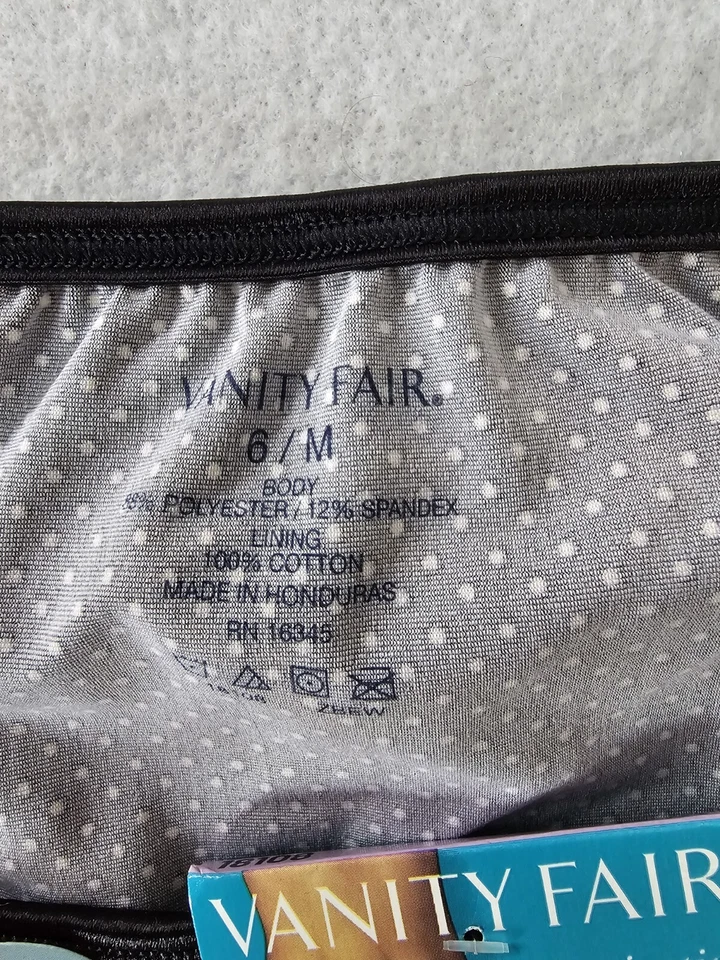 VANITY FAIR Bragas Mujer Iluminación Negro Tanga Bikini Panty Talla Mediana 6 Foto 4 de 4