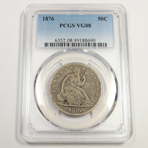 1876 P PCGS VG8 - Silver Seated Liberty Half Dollar 50c US Coin 50181A