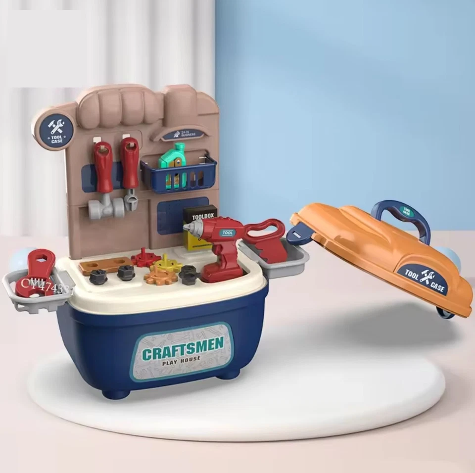 Caja de herramientas de juego de simulación para niños, juguetes de construcción para niños, almacenamiento portátil-juguetes para niños Foto 4 de 4