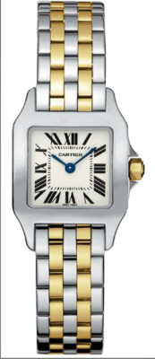 CARTIER SANTOS DEMOISELLE TUTONE 18K & STEEL LARGE LADIES W25067Z6 
