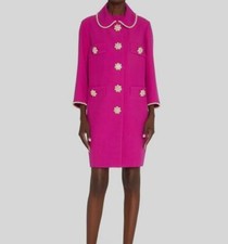 $3155 Andrew Gn Women's Pink Crystal-button Evening Coat Size 46