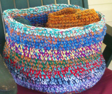 LARGE CROCHET STORAGE BASKET MULTI COLORED