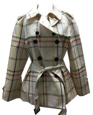 Coach Womens Short Trench Coat Multicolor Pla...